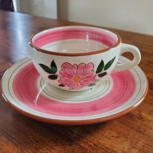 Vintage Stangl Wild Rose Teacup and Saucer Set